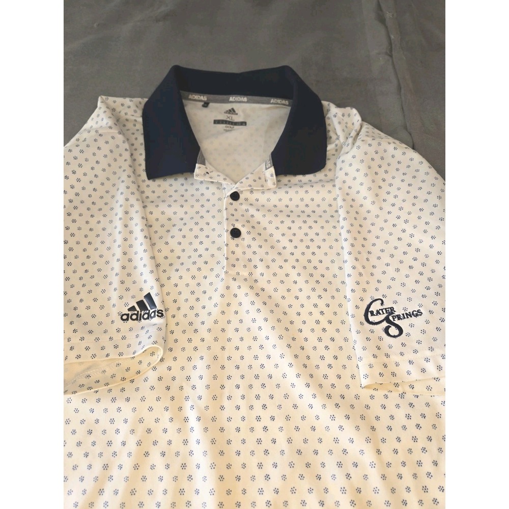 Adidas Crater Springs Golf Course Polo Shirt Mens XL Blue White Performance